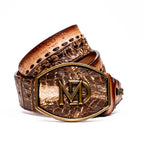 Montana // Caiman & Calf Leather Belt // Stone Brown