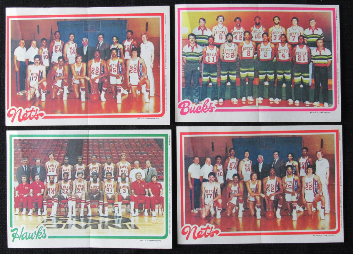 Lot of 8 Topps Team Pin Ups 1983-84 Lakers/Bucks/Pacers/Nets/Cavs 181812