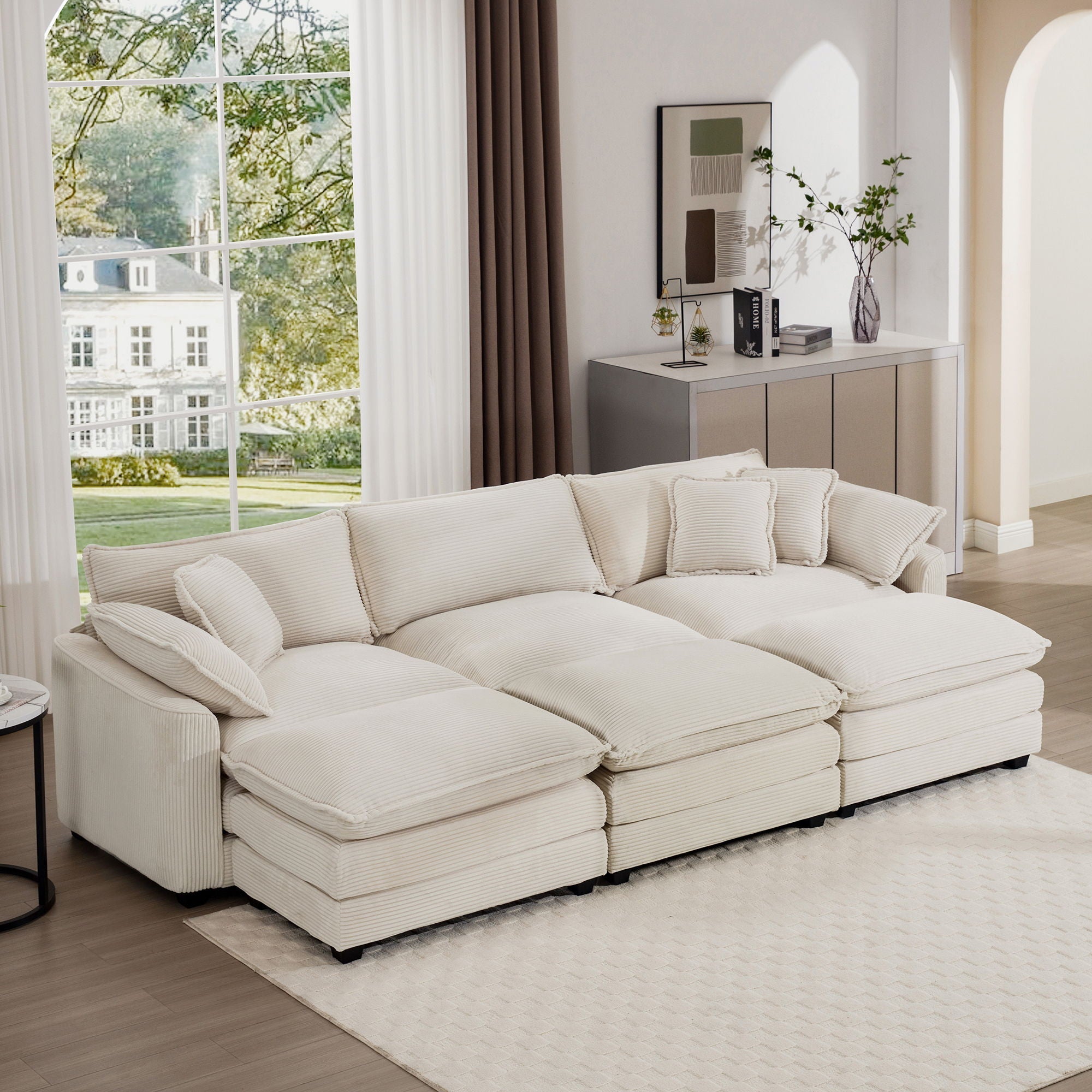 Modern Oversized Modular Cushion Sofa With Ottoman