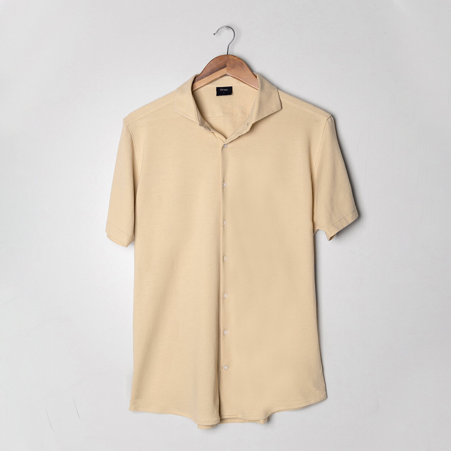 Feather Soft Piqué Button Front Shirt // Tan