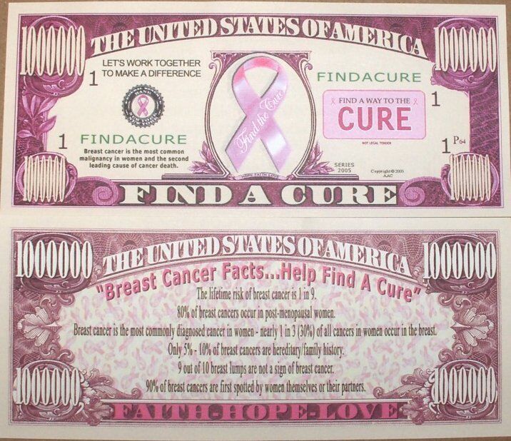 💸 10-Pack Pink Breast Cancer Awareness Novelty Bills – High-Quality Educational Handouts