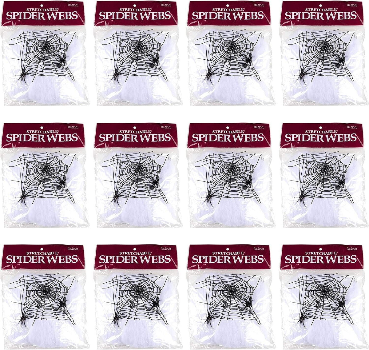12-Pack Stretchable Spider Web Decorations – Halloween Creepy Cloth with Bonus Spiders 🕷️🕸️🎃