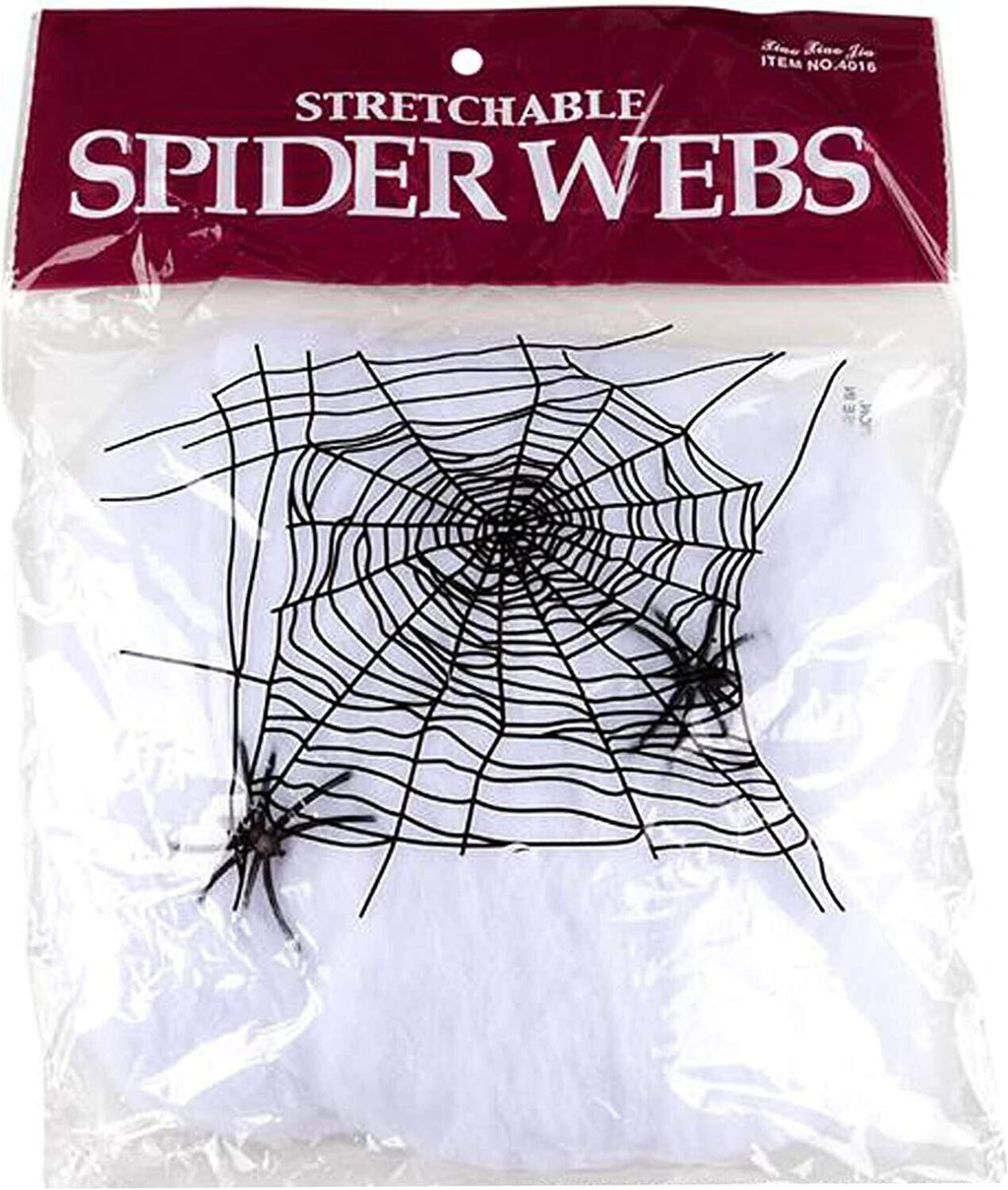 12-Pack Stretchable Spider Web Decorations – Halloween Creepy Cloth with Bonus Spiders 🕷️🕸️🎃