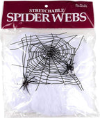 12-Pack Stretchable Spider Web Decorations – Halloween Creepy Cloth with Bonus Spiders 🕷️🕸️🎃