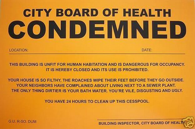 🚫 Prank Notice Sign – “Board of Health: CONDEMNED” Neon Gag