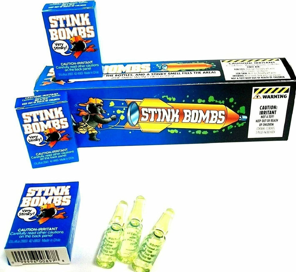 💣 Wholesale Display Case of 36 Glass Stink Bombs (12 Boxes of 3)
