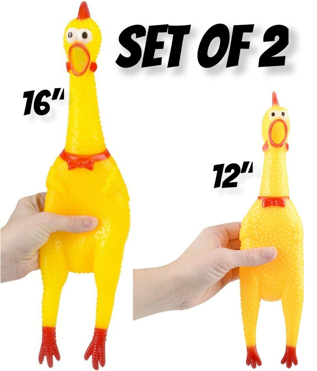 Set of 2 Screaming Rubber Chickens – Classic Squeaky Toy for Endless Laughs! 🐔😂