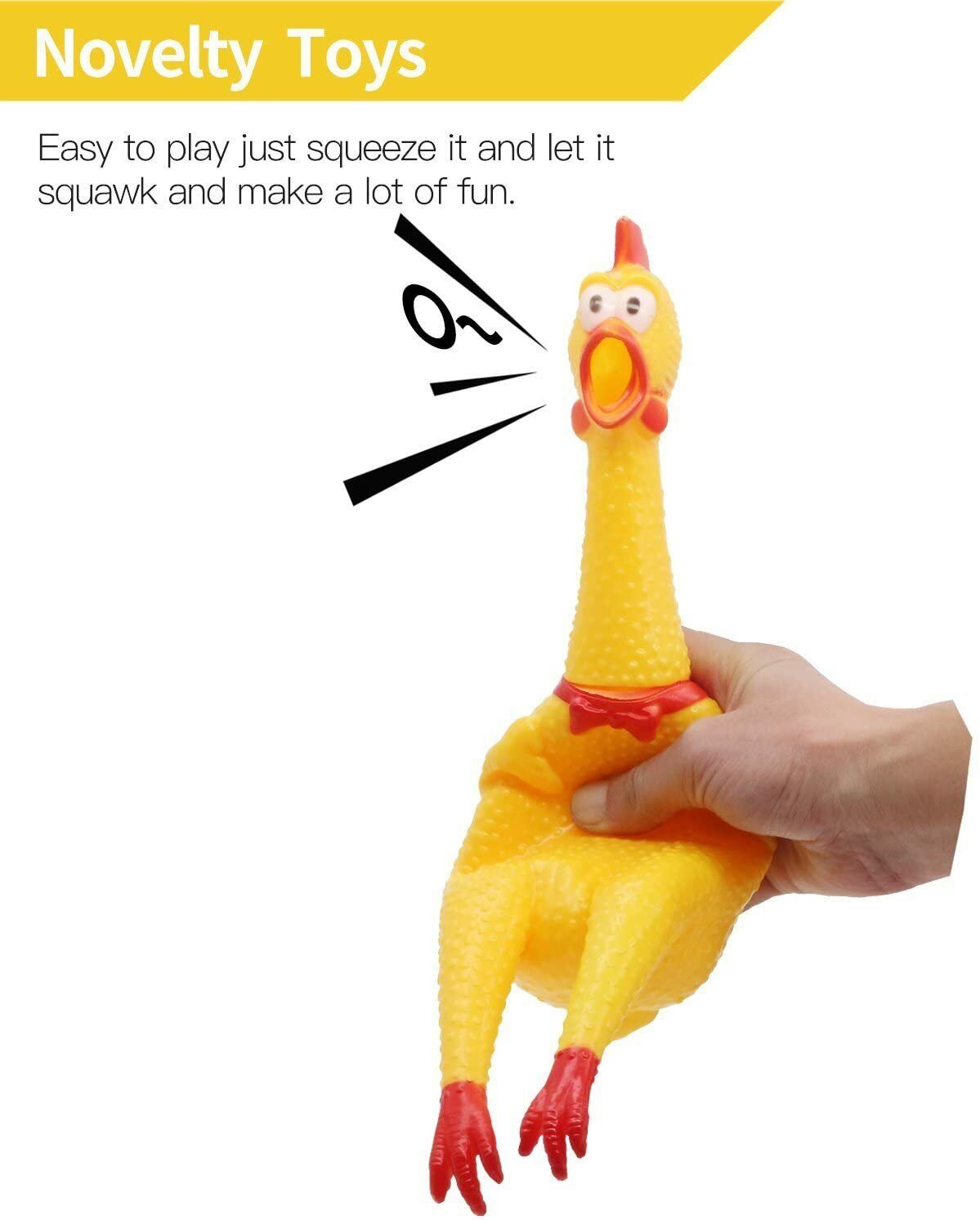 Set of 2 Screaming Rubber Chickens – Classic Squeaky Toy for Endless Laughs! 🐔😂
