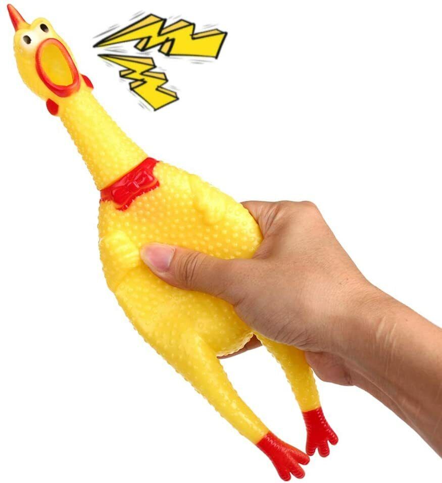 Set of 2 Screaming Rubber Chickens – Classic Squeaky Toy for Endless Laughs! 🐔😂