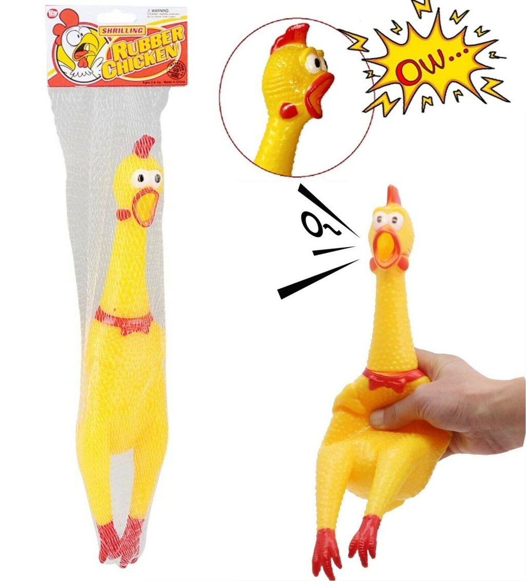 Set of 2 Screaming Rubber Chickens – Classic Squeaky Toy for Endless Laughs! 🐔😂