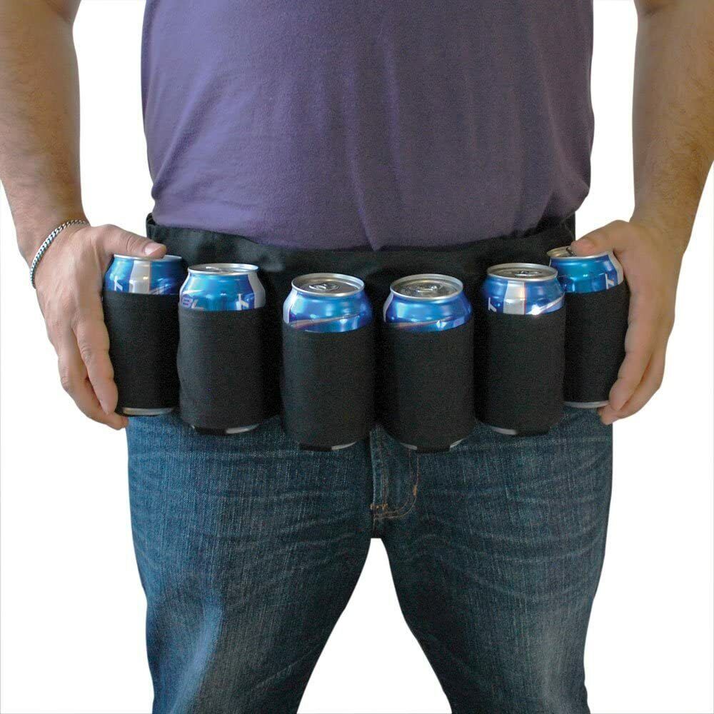 Black 6-Pack Beer Can Holder Belt – Hands-Free Party Essential 🍻🎯