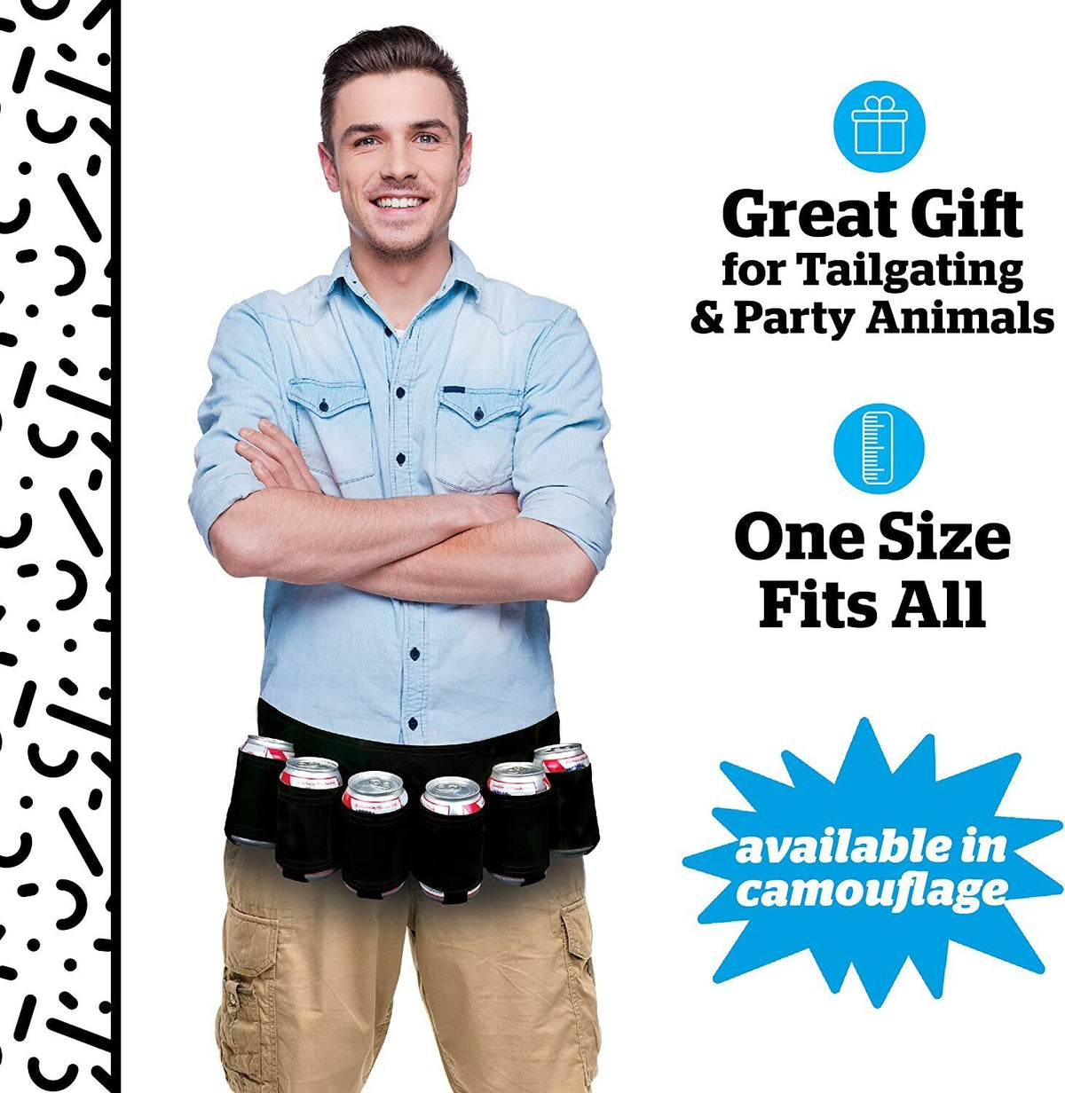 Black 6-Pack Beer Can Holder Belt – Hands-Free Party Essential 🍻🎯