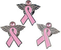 🎗️ Pink Ribbon Angel Wing Pins – 12-Pack Breast Cancer Awareness Set