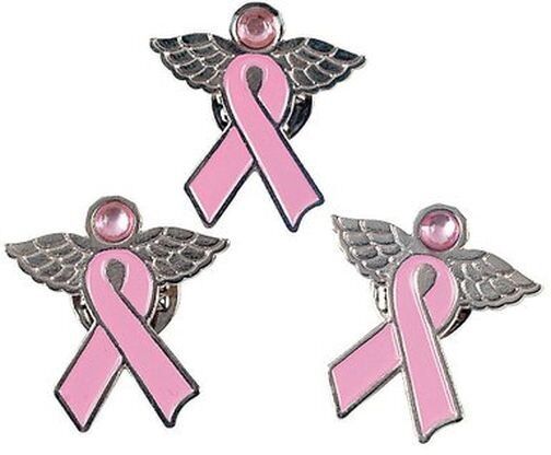🎗️ Pink Ribbon Angel Wing Pins – 12-Pack Breast Cancer Awareness Set