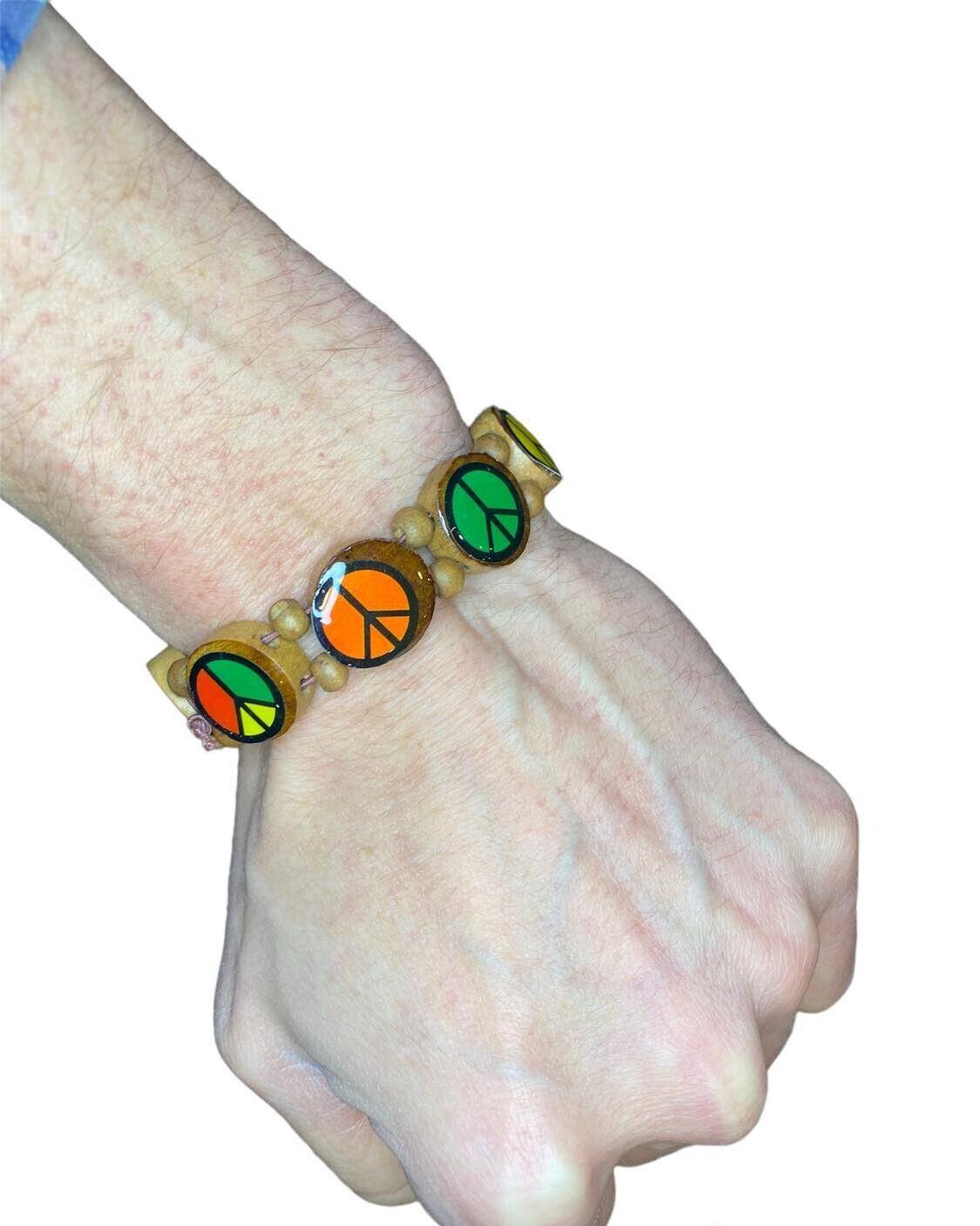 12-Pack Wood Peace Sign Bracelets – Adjustable, Reversible, & Retro Cool ✌️🪵🧑‍🎤