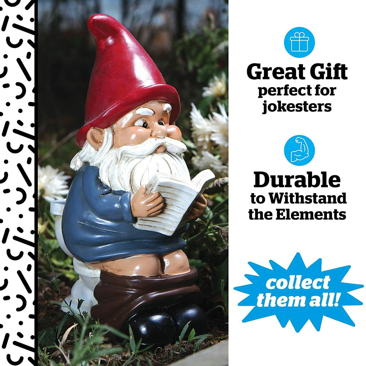 🚽 Gnome on a Throne – Hilarious Garden Gnome Statue by BigMouth Inc.