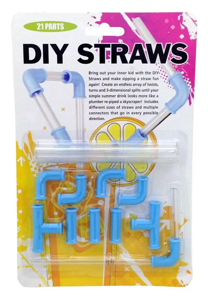 🥤 DIY Crazy Straw Kit – 21-Piece Build-Your-Own Sipping Maze