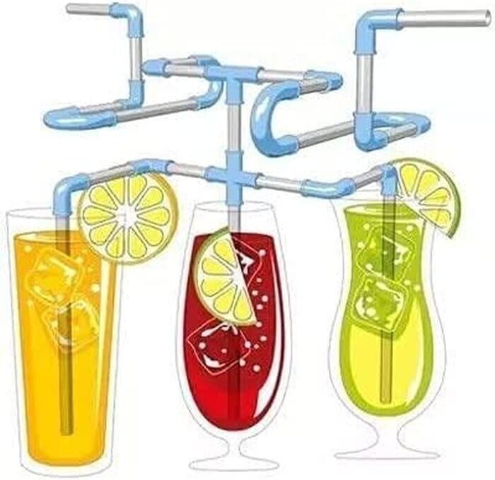 🥤 DIY Crazy Straw Kit – 21-Piece Build-Your-Own Sipping Maze