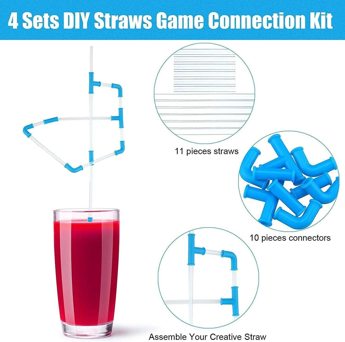 🥤 DIY Crazy Straw Kit – 21-Piece Build-Your-Own Sipping Maze