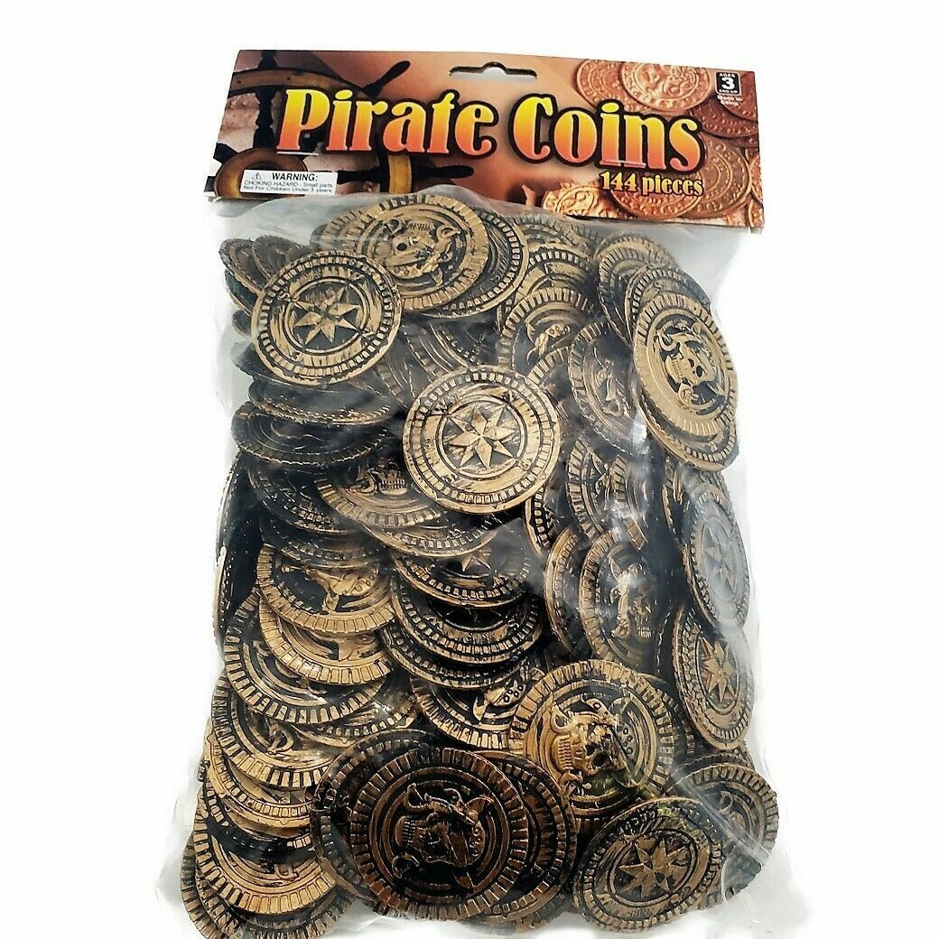 🏴‍☠️ 288-Piece Pirate Treasure Combo Set – 144 Assorted Jewels + 144 Rustic Gold Coins