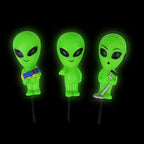 3pk Alien Statues Mini Plant Pot "Glow in Dark" Planter Decoration Markers