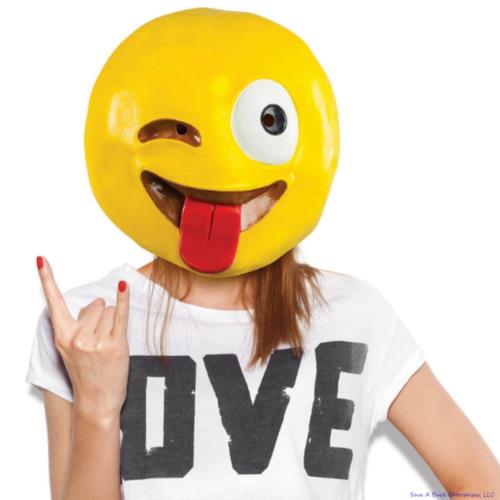 😜 Crazy Wink with Tongue Emoji Mask – High-Quality Latex