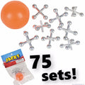 75 Sets of Metal Steel Jacks with Red Rubber Ball - Classic Fun Kid Toy Party Favor Games