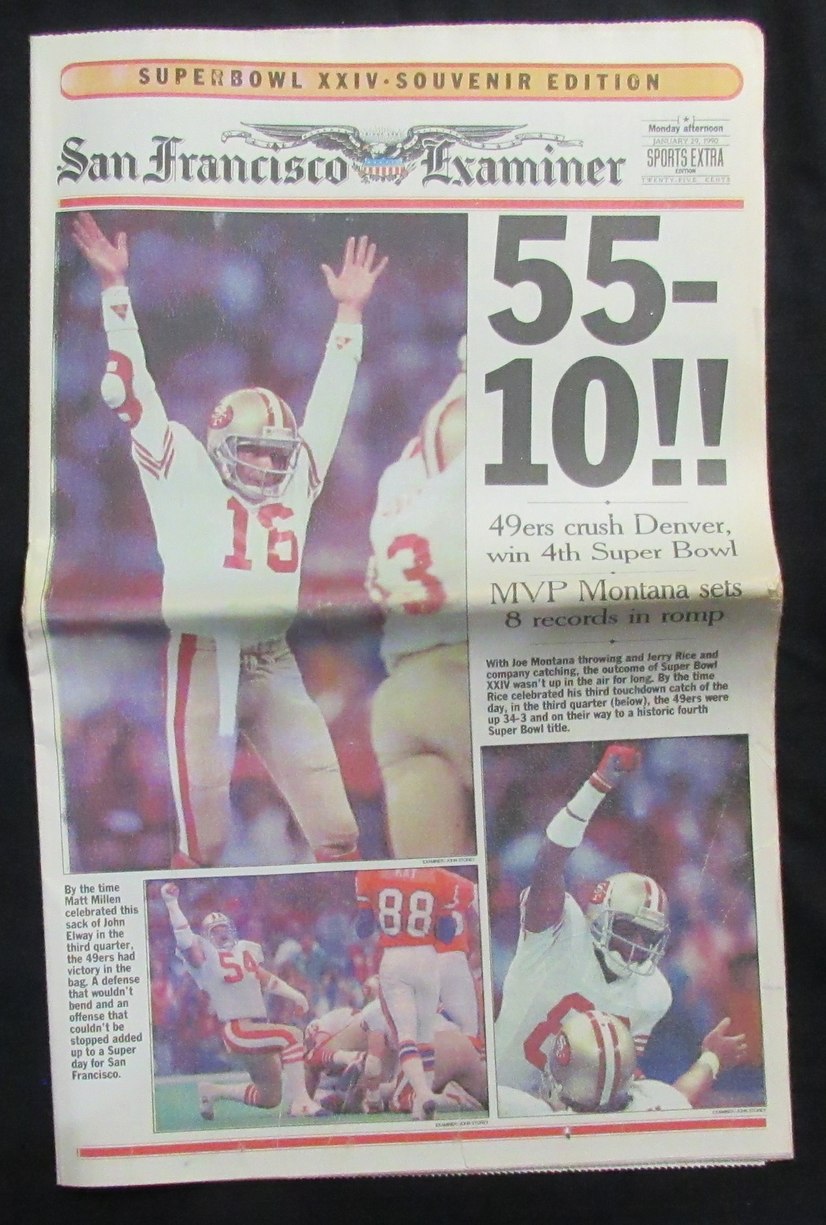 San Francisco Examiner Newspaper 1/29/1990 49ers Super Bowl XXIV Champs 190809