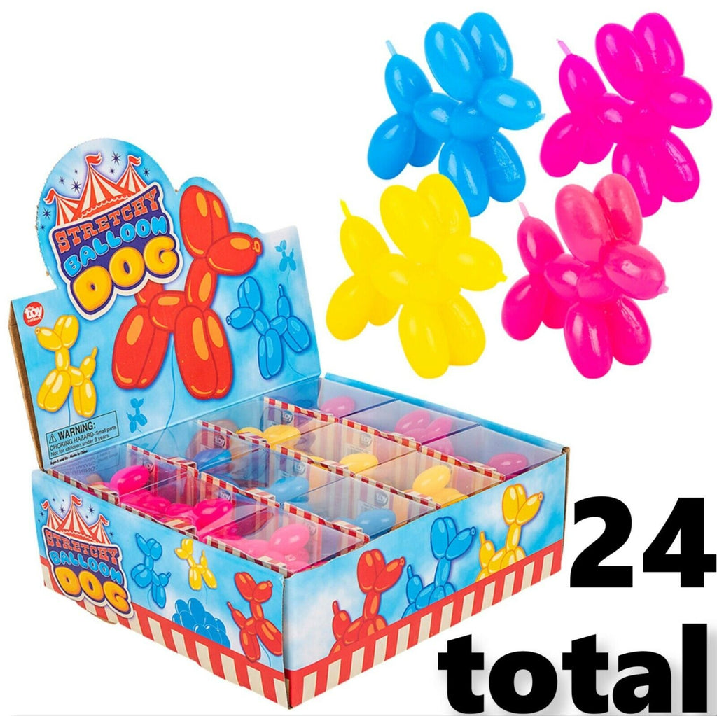 🎈 Balloon Dog Stretch Toys – 24-Piece Counter Display Case