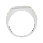 10K Yellow Gold Plated .925 Sterling Silver Diamond Accent Miracle-Set 3 Stone Ridged Band Gentlemen's Fashion Ring (I-J Color, I2-I3 Clarity) - Size 10