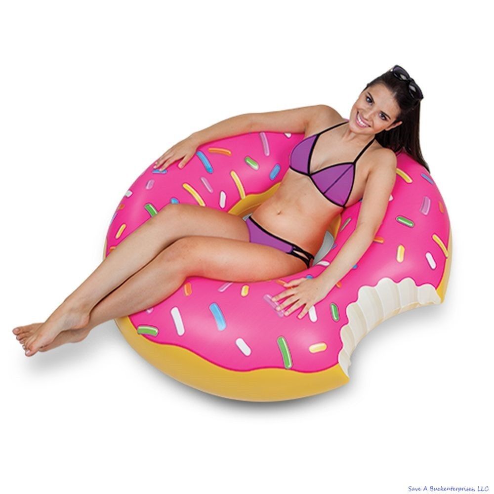 🍓 Strawberry Donut Pool Float – 4 FT Wide with Bite Mark 🍩