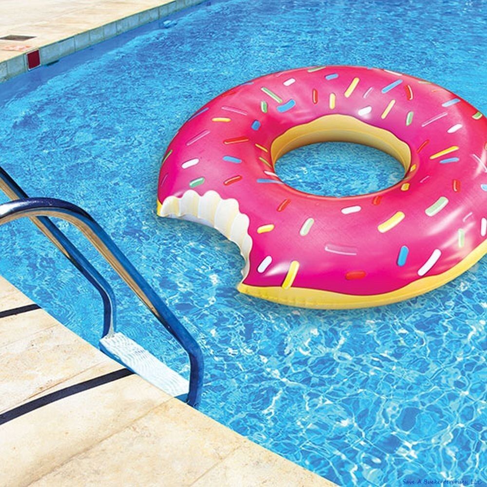 🍓 Strawberry Donut Pool Float – 4 FT Wide with Bite Mark 🍩