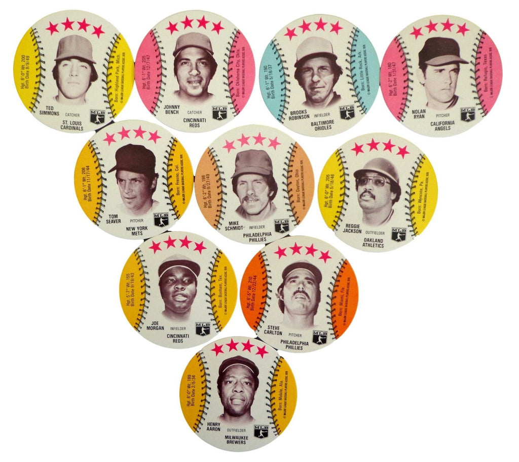 Lot of 10 - 1976 MSA Isaly's Discs  Baseball Hall of Famers Gem Mint 153882