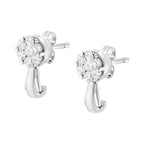 14K White Gold 3/4 Cttw Diamond Floral Cluster Drop and Dangle Stud Earrings (H-I Color, I1-I2 Clarity)