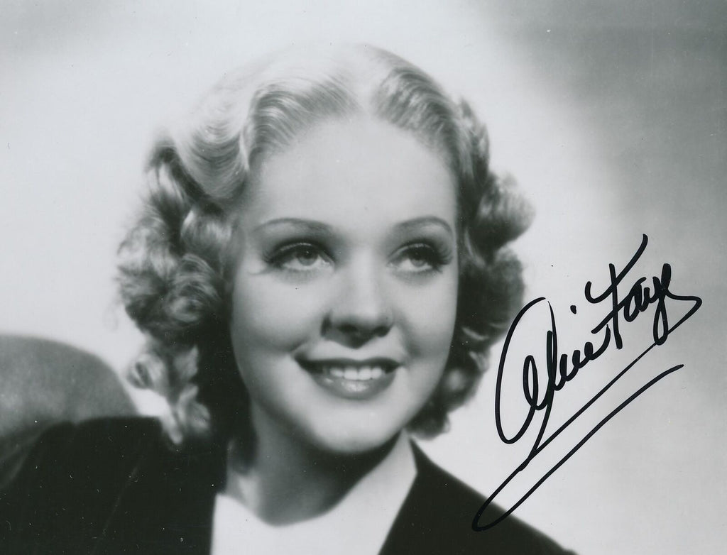 Alice Faye Actress Oscar Winner Autographed 8x10 B/W Photo PSA/DNA