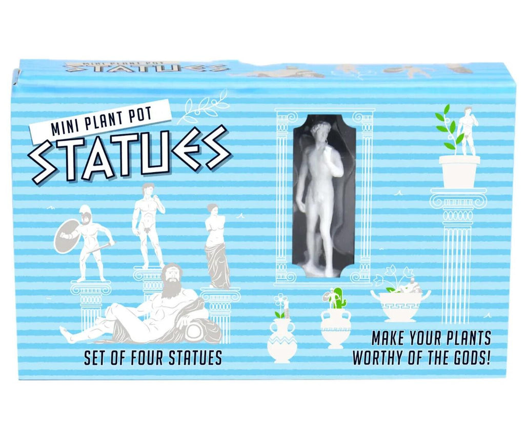 4pk Mini Plant Pot Greek Roman Gods Fighting Statues - Garden Planter Markers