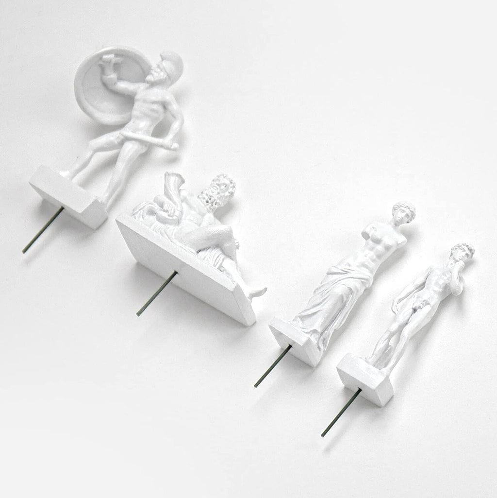 4pk Mini Plant Pot Greek Roman Gods Fighting Statues - Garden Planter Markers