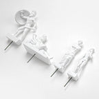 4pk Mini Plant Pot Greek Roman Gods Fighting Statues - Garden Planter Markers