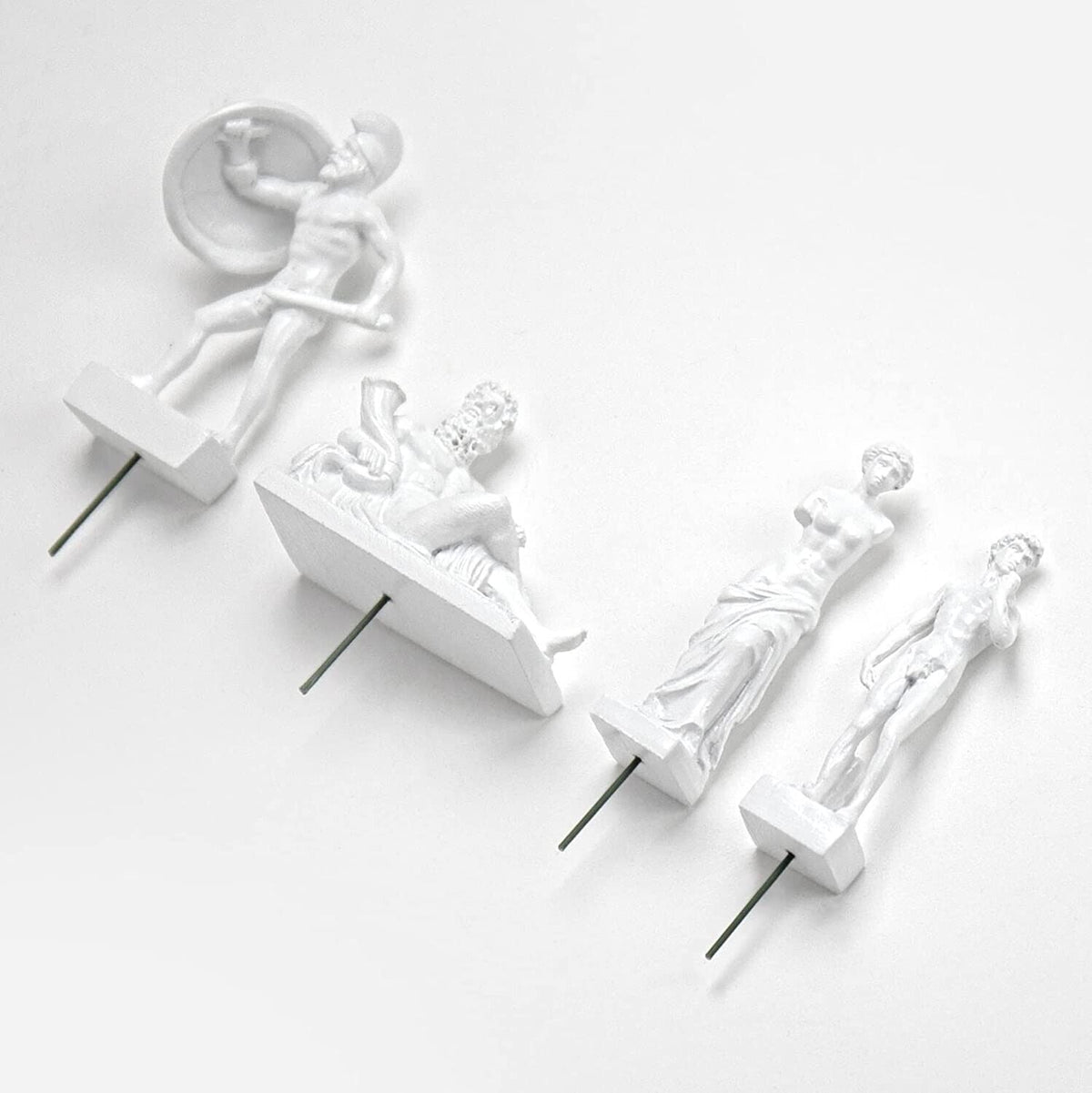 4pk Mini Plant Pot Greek Roman Gods Fighting Statues - Garden Planter Markers
