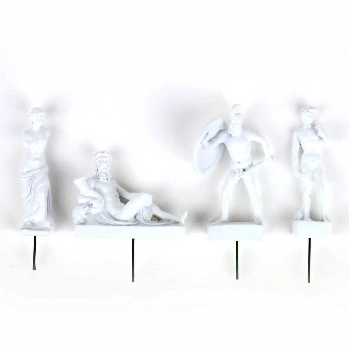 4pk Mini Plant Pot Greek Roman Gods Fighting Statues - Garden Planter Markers