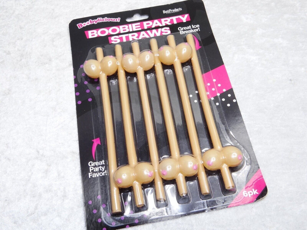 🍈🍹 6-Pack of Boobie Shaped Straws – Hilarious Party Gag!