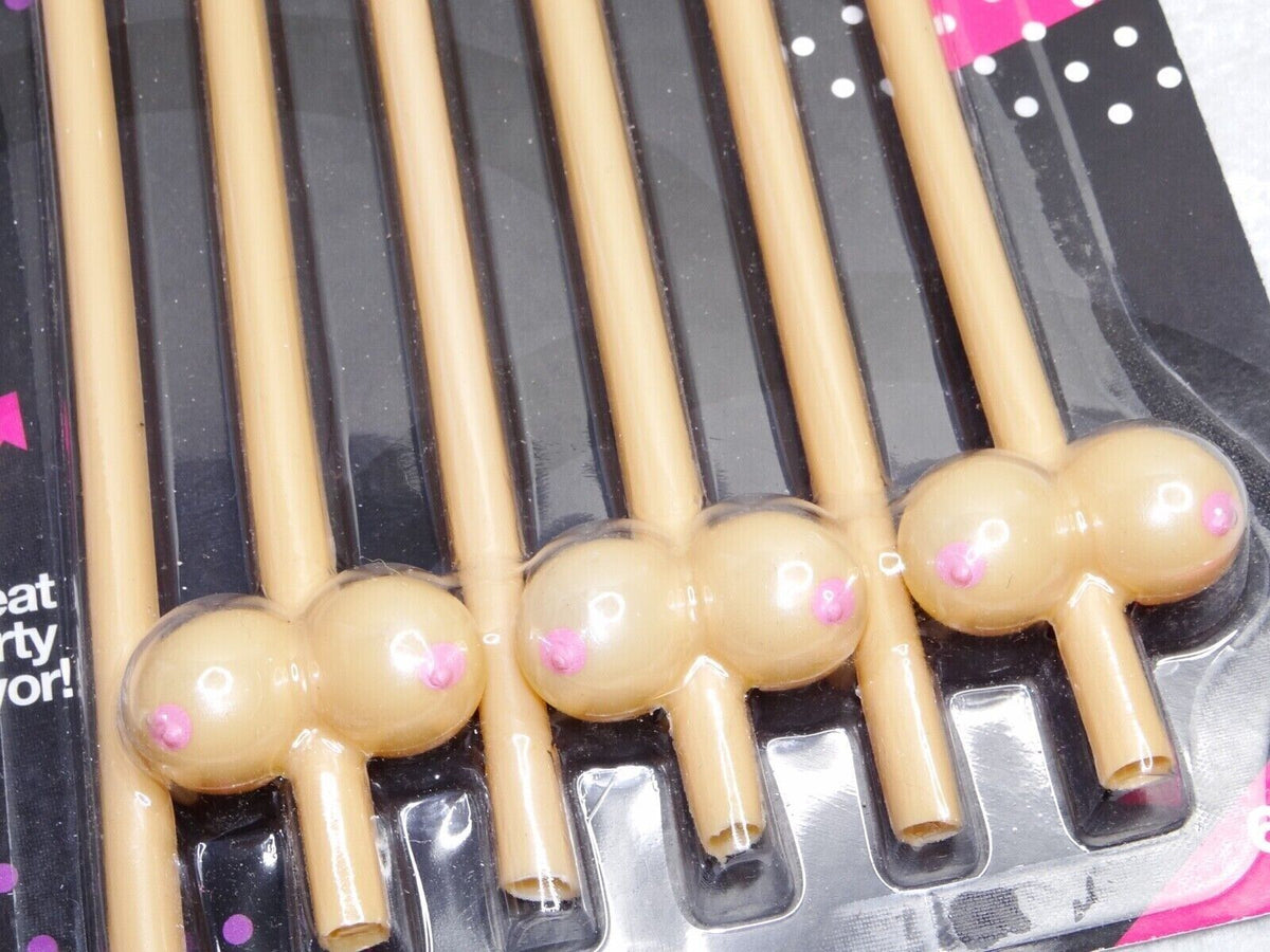 🍈🍹 6-Pack of Boobie Shaped Straws – Hilarious Party Gag!