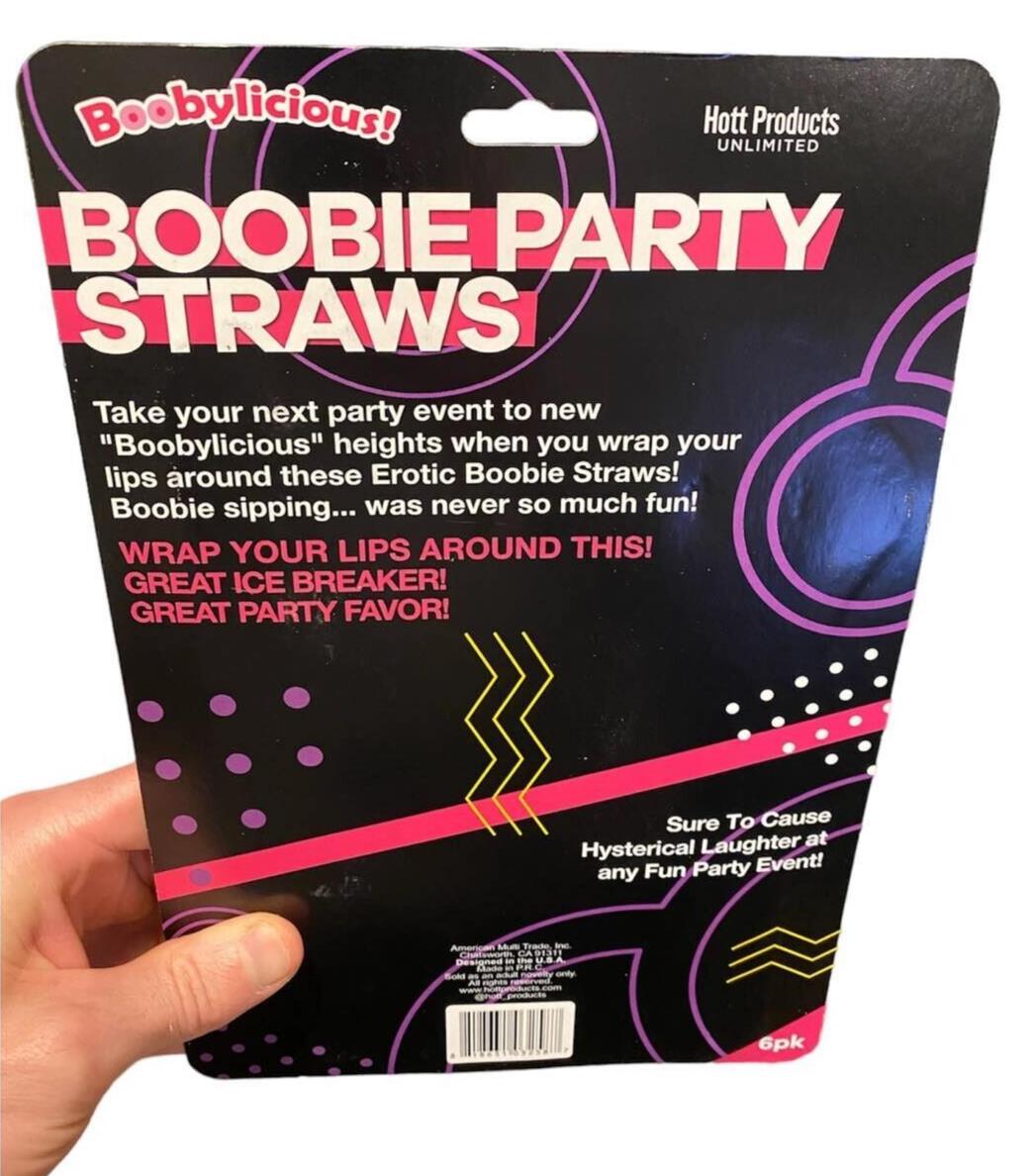 🍈🍹 6-Pack of Boobie Shaped Straws – Hilarious Party Gag!