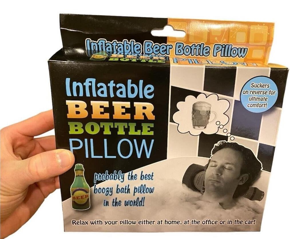Inflatable Beer Bottle Pillow – Hilarious Bath & Hot Tub Gag Gift 🍺🛁🤣