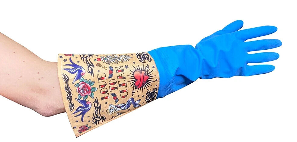 🧤 “Tattoo Art” Glam Gloves – Wash Dishes Like a Rockstar