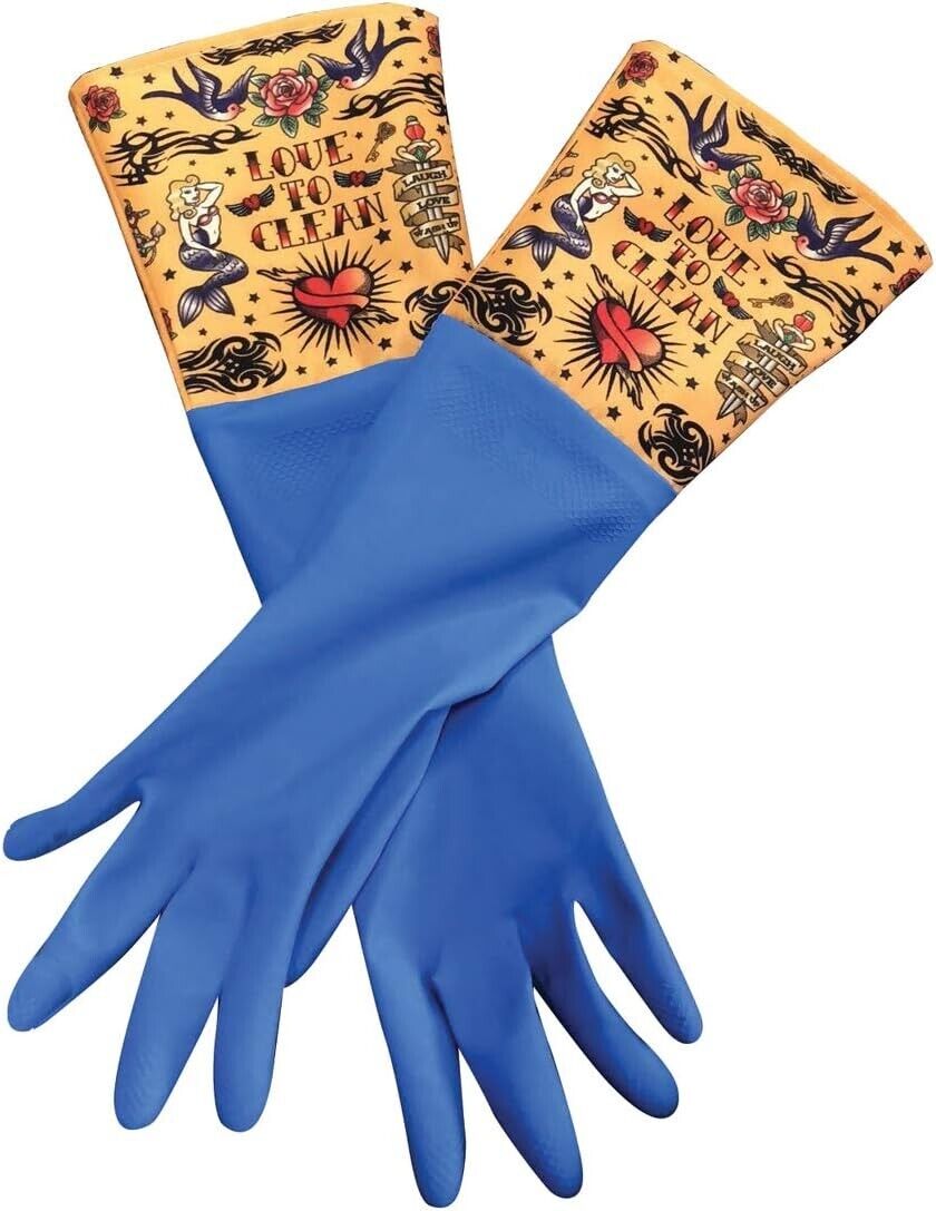 🧤 “Tattoo Art” Glam Gloves – Wash Dishes Like a Rockstar