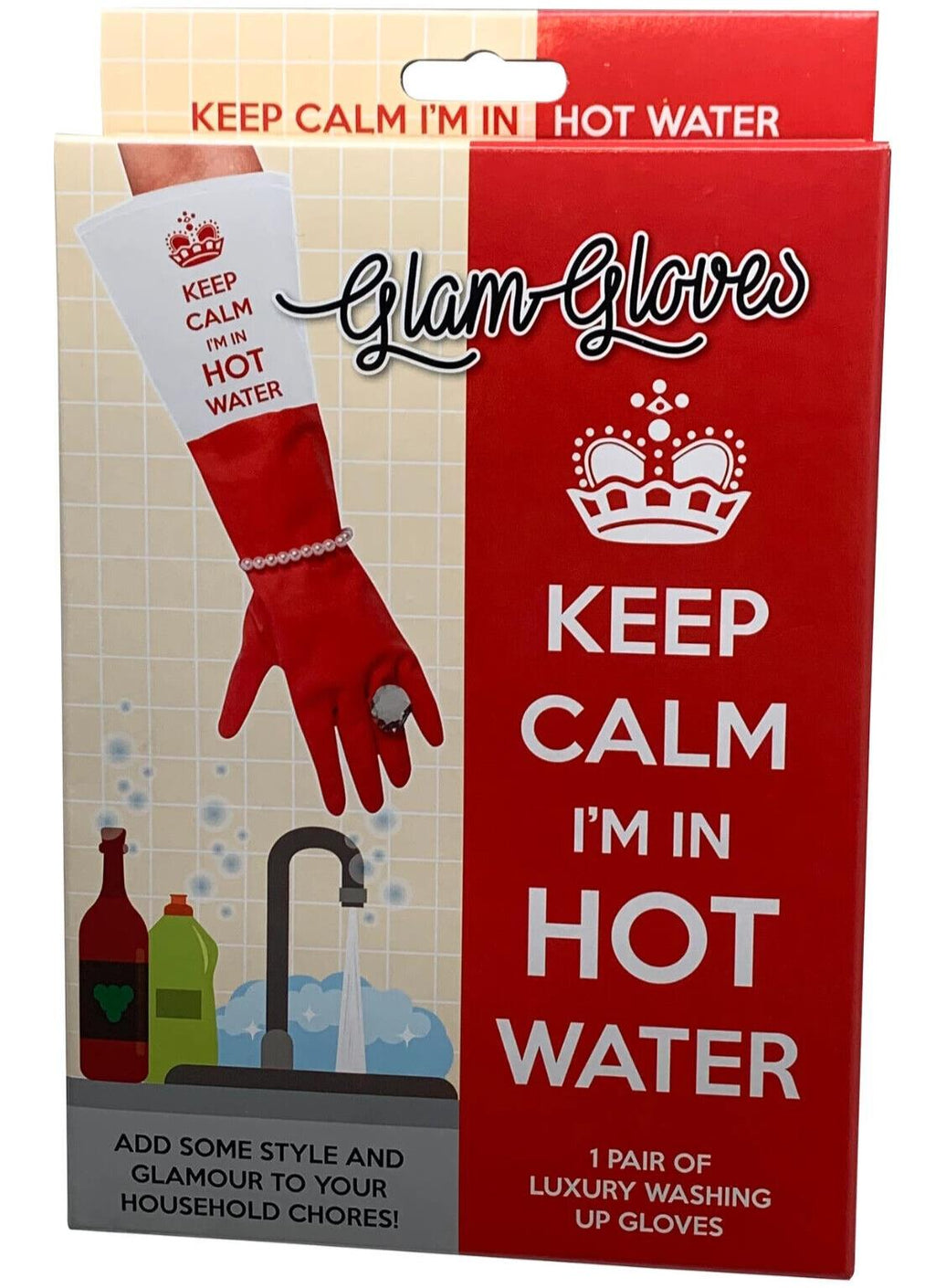 🧤 “Keep Calm I’m in Hot Water” Glam Gloves – Dish Duty with Attitude