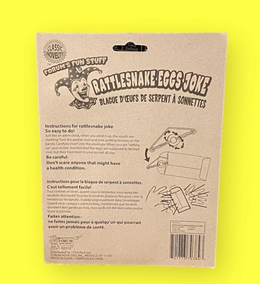 1 Rattlesnake Eggs Joke Envelope - GIFT GIVING RETAIL PACK - Trick Prank Gag