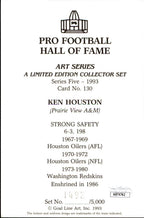 Ken Houston HOF Autographed/Inscr Goal Line Art GLAC Postcard Redskins JSA