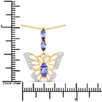 0.75 Carat Genuine Tanzanite and White Zircon .925 Sterling Silver Pendant